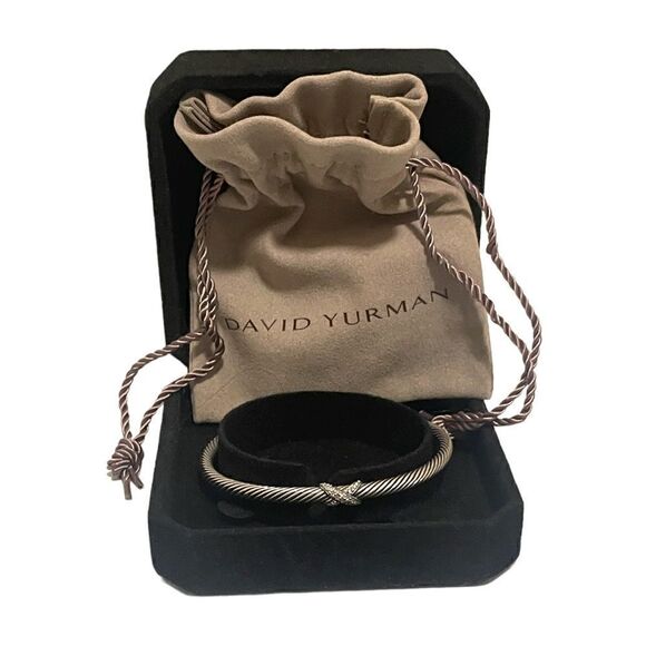 DAVID YURMAN X Station Bracelet in Sterling Silver with Pavé Diamonds |Size: M| - Picture 3 of 12